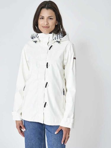 Women's Hooded Lightweight Sailor Raincoat with Toggles, White