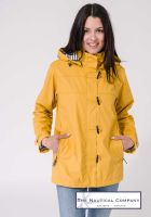 Women's Hooded Lightweight Sailor Raincoat with Toggles, Yellow