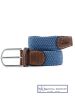 BillyBelt Woven Elastic and Leather Belt - Air Force Blue