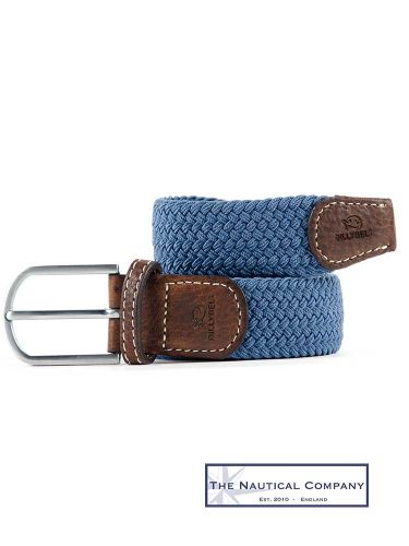 BillyBelt Woven Elastic and Leather Belt - Air Force Blue
