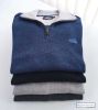 Men's Zip Neck Ribbed Knit Sweatshirt, Navy Blue - SOLD OUT
