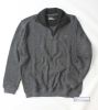 Men's Two Faced Quarter Zip V Neck Sweater, Charcoal Grey