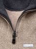 Men's Zip Neck Ribbed Knit Sweatshirt, Oatmeal