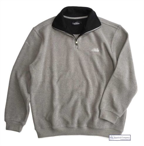 Men's Two Faced Quarter Zip V Neck Sweater, Light Grey