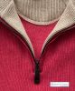 Men's Zip Neck Ribbed Knit Sweatshirt, Raspberry Red