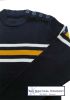 Men's Navy Breton Sweater with Off White/Mustard Yellow stripes