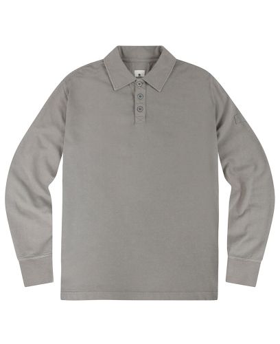 Men's Long Sleeved Polo Shirt, Stone