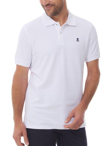 Short Sleeved Cotton Pique Polo Shirt, White