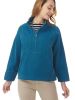 Women's Half Zipped Fisherman's Smock, Teal Blue