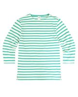 3/4 Sleeve Stripe Top, Cream/Vivid Green