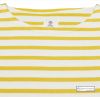 3/4 Sleeve Stripe Top, Cream/Mustard Yellow