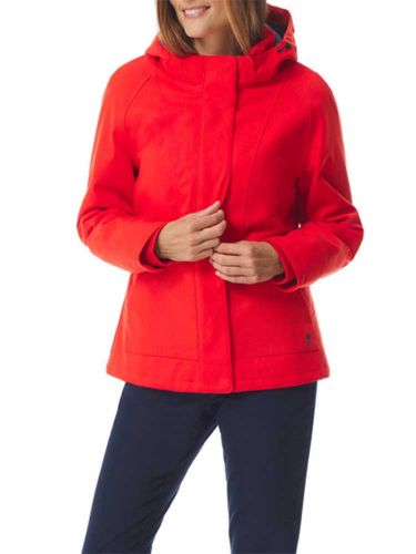 Women's Winter Cotton Canvas Jacket with Hood, Red