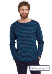 Armor Lux Men's Breton Shirt, Thick Cotton, Navy/Teal Blue