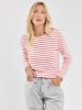 Women's White & Coral Striped Breton Top, Thick Cotton