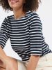 Elbow Sleeve Breton Top, Dark Navy/White