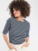 Elbow Sleeve Breton Top, Dark Navy/White