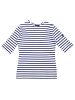 Elbow Sleeve Breton Top, White/Dark Navy Blue