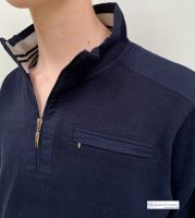 Men's Quarter Zip Cotton Sweatshirt, Navy Blue
