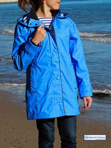 Ladies' Hooded Rain Mac, Royal Blue