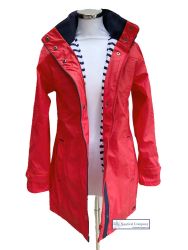 Women's Lined Raincoat with Hood, Watermelon Red (only UK24 - FR52 - US20 left)