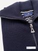 Men's Quarter Zip Breton Sweater, Navy Blue Wool Made in France