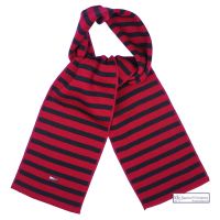 Red and Navy Blue Striped Wool Scarf