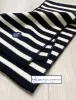 Navy Blue/Ecru Stripe Scarf - Merino Wool Mix - made in France