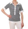 Women's Short Sleeved Striped Polo Shirt (Navy Blue/White) - only UK12 - FR40 - US8 left