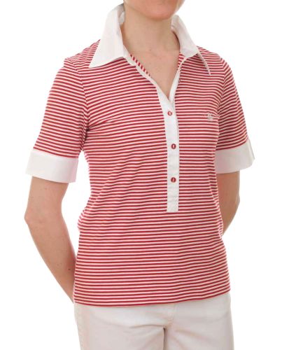Women's Short Sleeved Polo Shirt (red/white) only UK12 - FR40 - US8 left