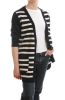 Women's Striped Long Merino Rich Cardigan - Made in France