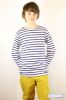 Children's Breton Tee Shirt, White with Navy Stripes, Lightweight