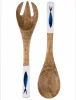 Mango wooden salad servers - blue fish