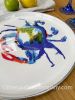 Round Stainless Steel Tray with Blue Crab Enamel