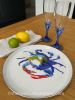 Round Stainless Steel Tray with Blue Crab Enamel