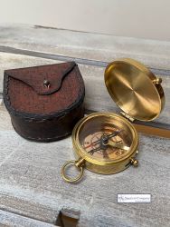 Pocket Compass with Leather Case