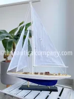Large White & Blue Sailing Yacht Model