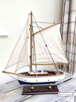 Small Sailing Boat Model - White/Navy Blue Hull