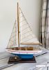 Small Sailing Yacht Model - White/Turquoise Hull - SOLD OUT
