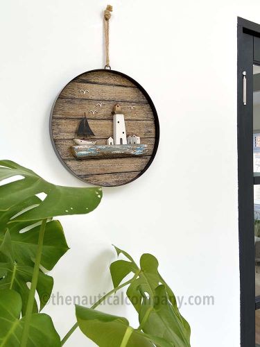 Seaside Miniature Ring Wall Art - Lighthouse & Sailing Scenery