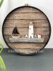 Seaside Miniature Ring Wall Art - Lighthouse & Sailing Scenery
