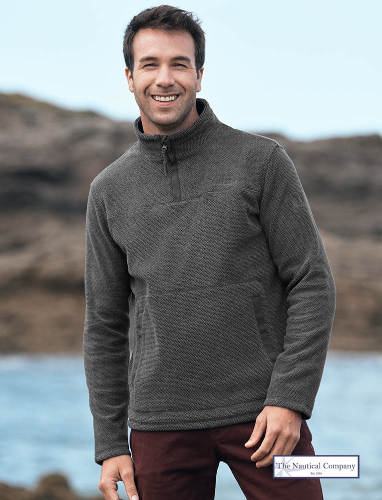 Men's Lightweight Fleece Quarter Zip Sweatshirt, Grey MOUSQUETON PLOEREN -  THE NAUTICAL COMPANY UK